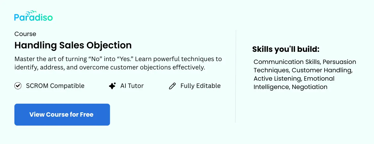 handling objections in sales training