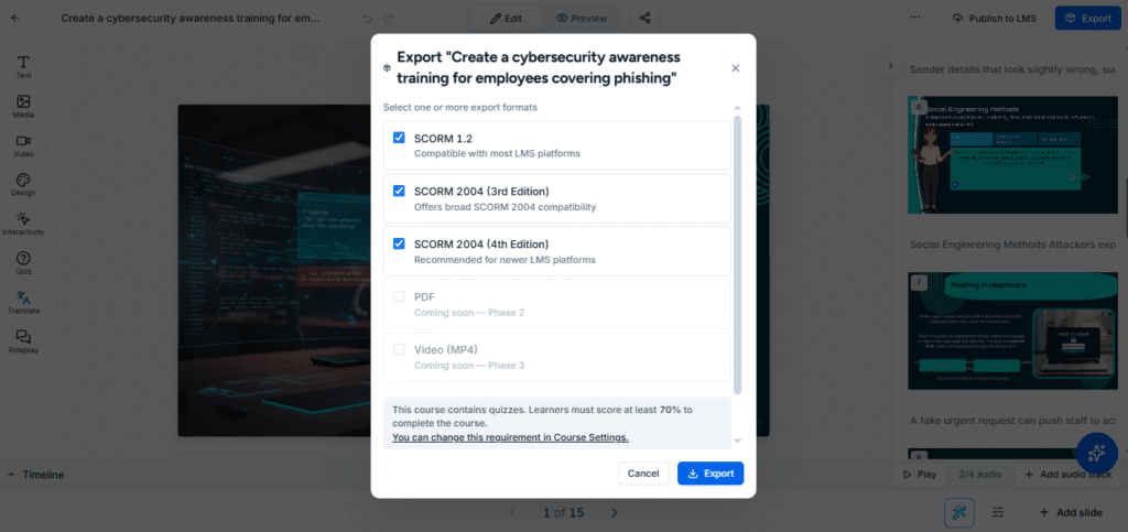 how to create a course using ai