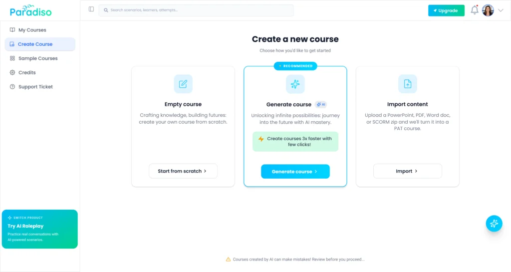 create course using AI