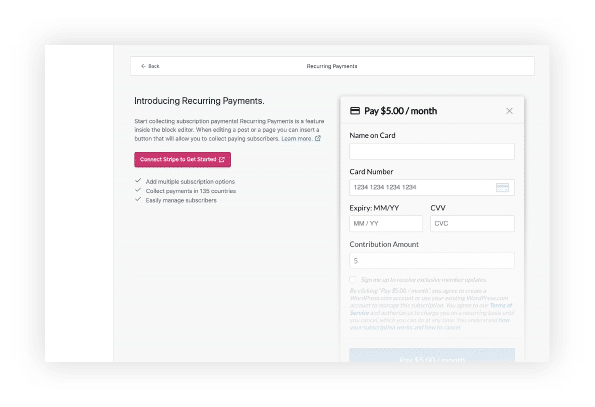 Collecting recurring membership payments is simple