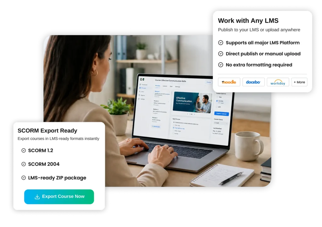 SCORM ready output that plugs into your existing LMS